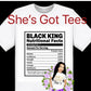 Black King Nutritional Facts Tee